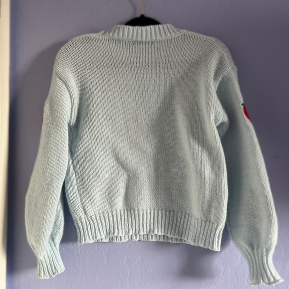 Cottagecore light blue strawberry knit sweater - Picture 2 of 3
